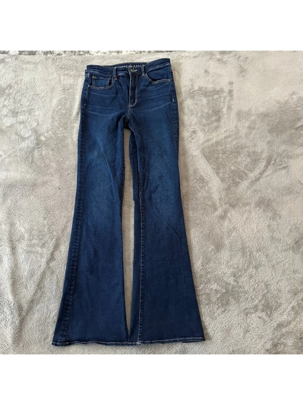 American Eagle Highest Rise Flare Dark Wash Jeans 6 X-Long Tall Stretch